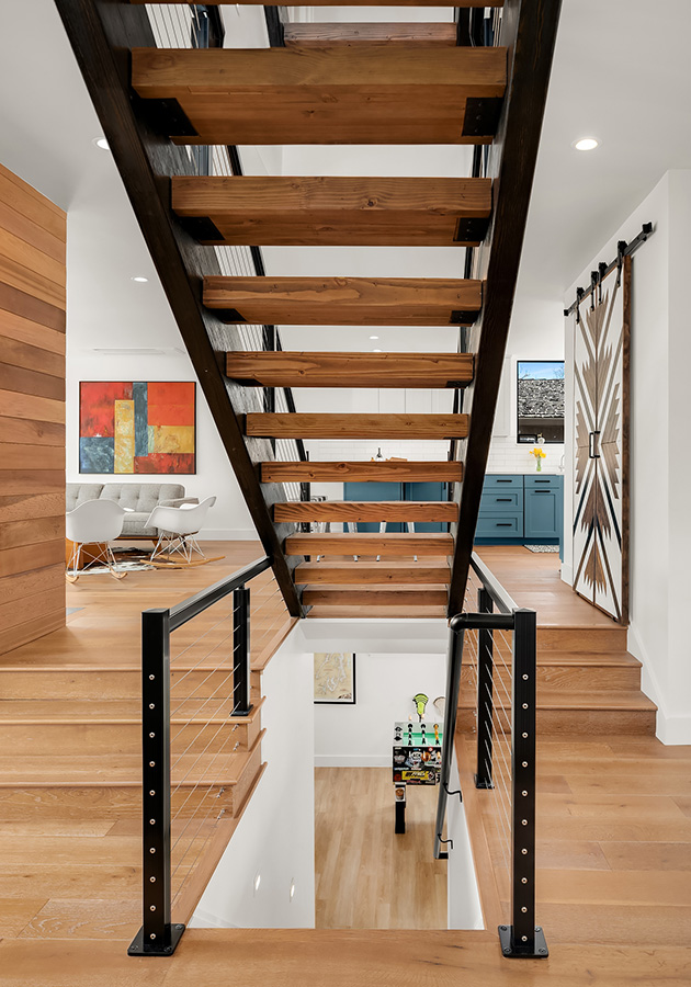 basement remodel with furnishings